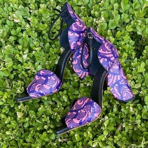 Dries Van Noten D’Orsay Printed Watersnake Sandal Petrol $800